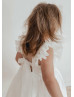 Flutter Sleeves Ivory Cotton Tulle Gorgeous Flower Girl Dress